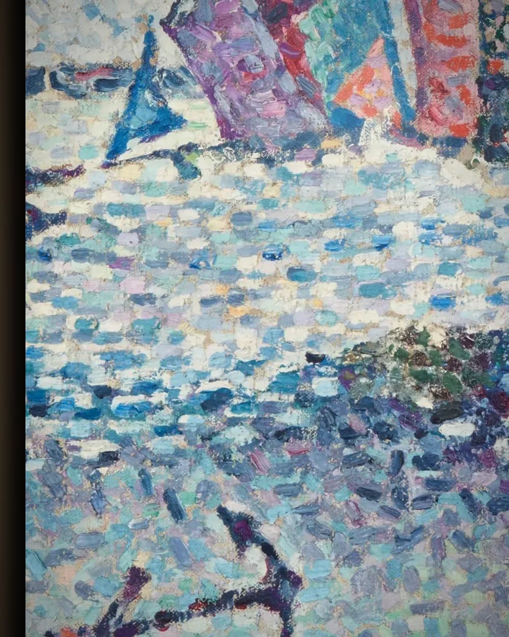 Materiaal en afwerking van De haveningang van Honfleur in het wisselframe
