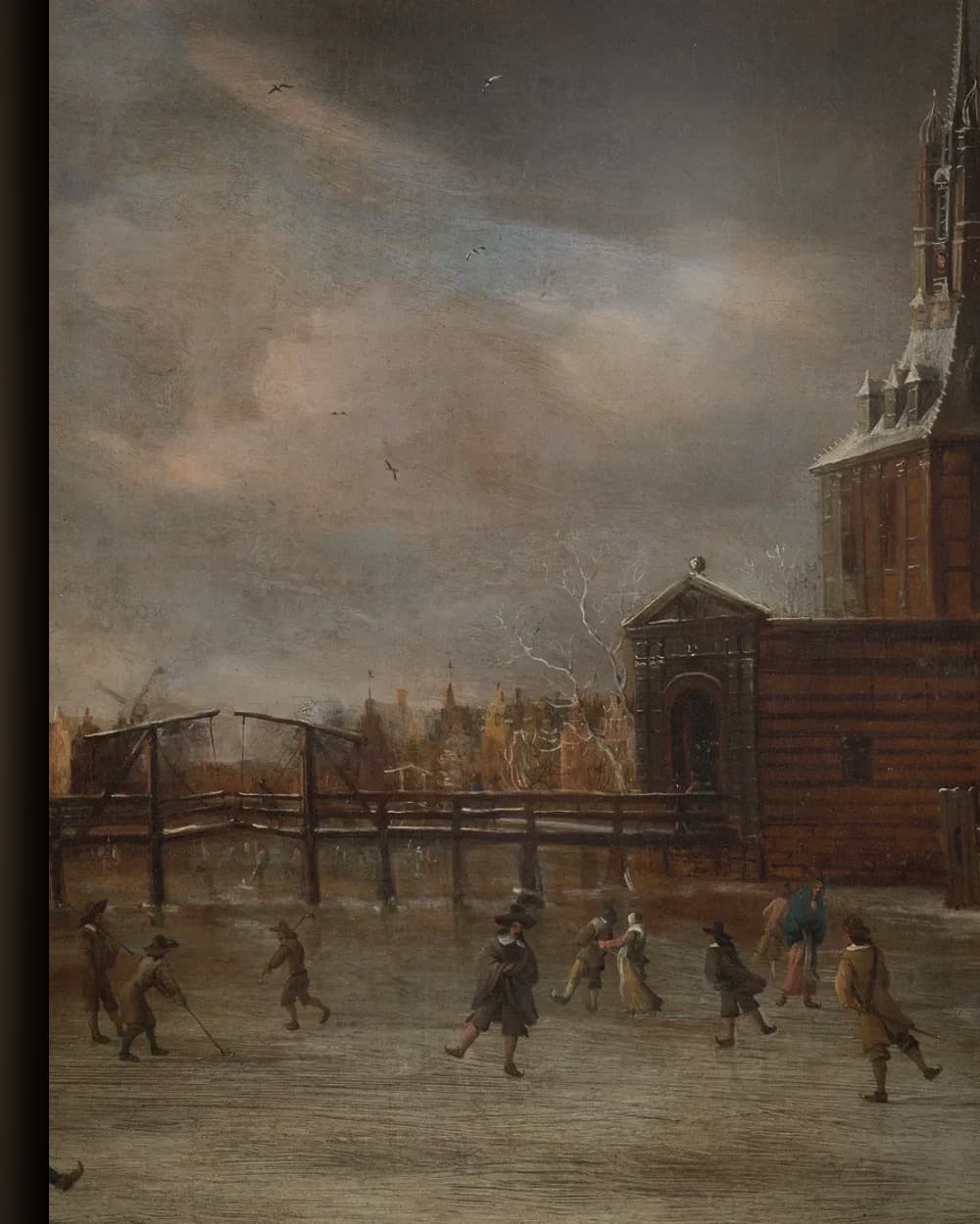 Materiaal en afwerking van De Blauwpoort te Leiden in de winter in het wisselframe