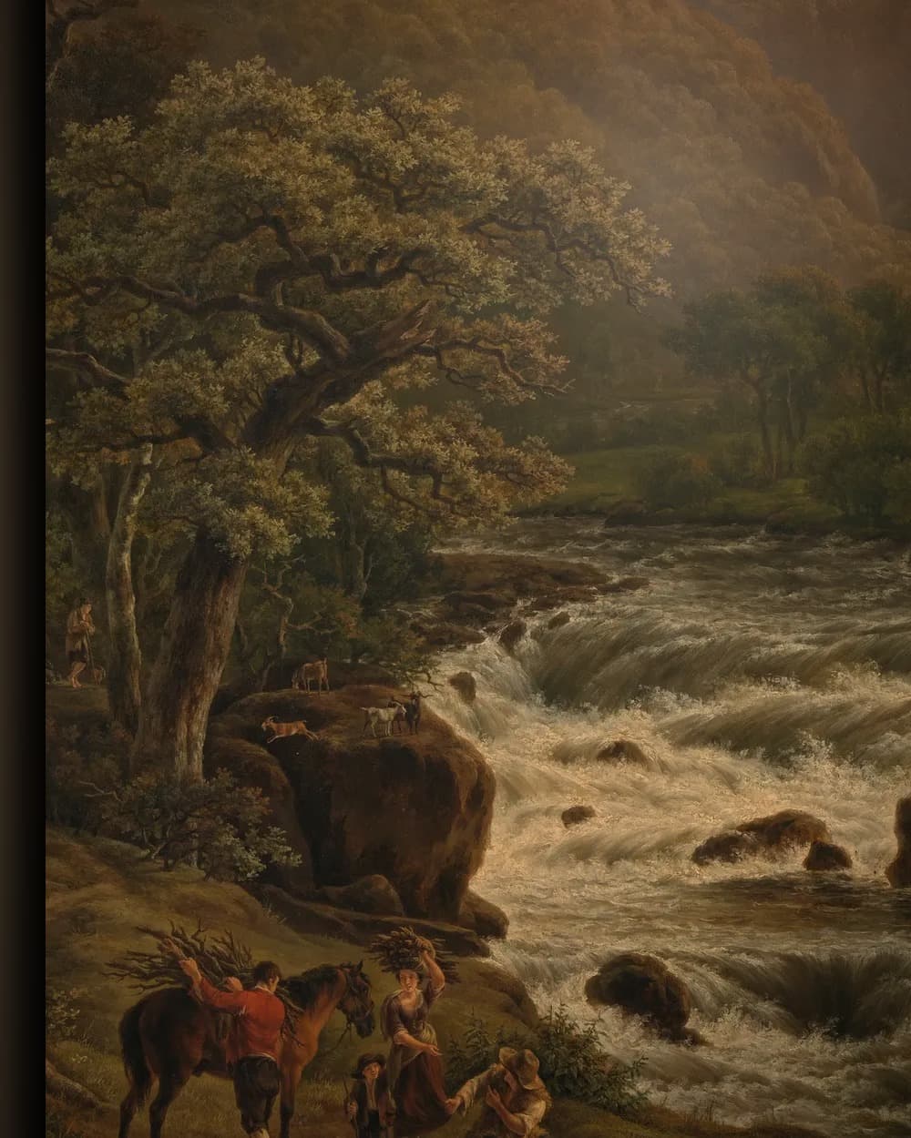 Materiaal en afwerking van Rivier in de Ardennen bij zonsondergang in het wisselframe