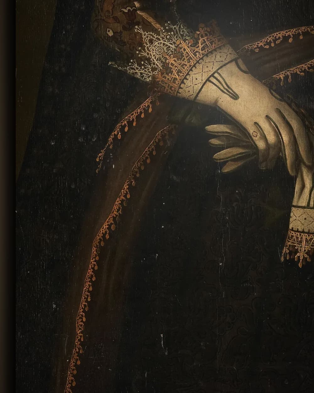 Materiaal en afwerking van Portret van Mertijntje van Ceters (1609-1624) in het wisselframe