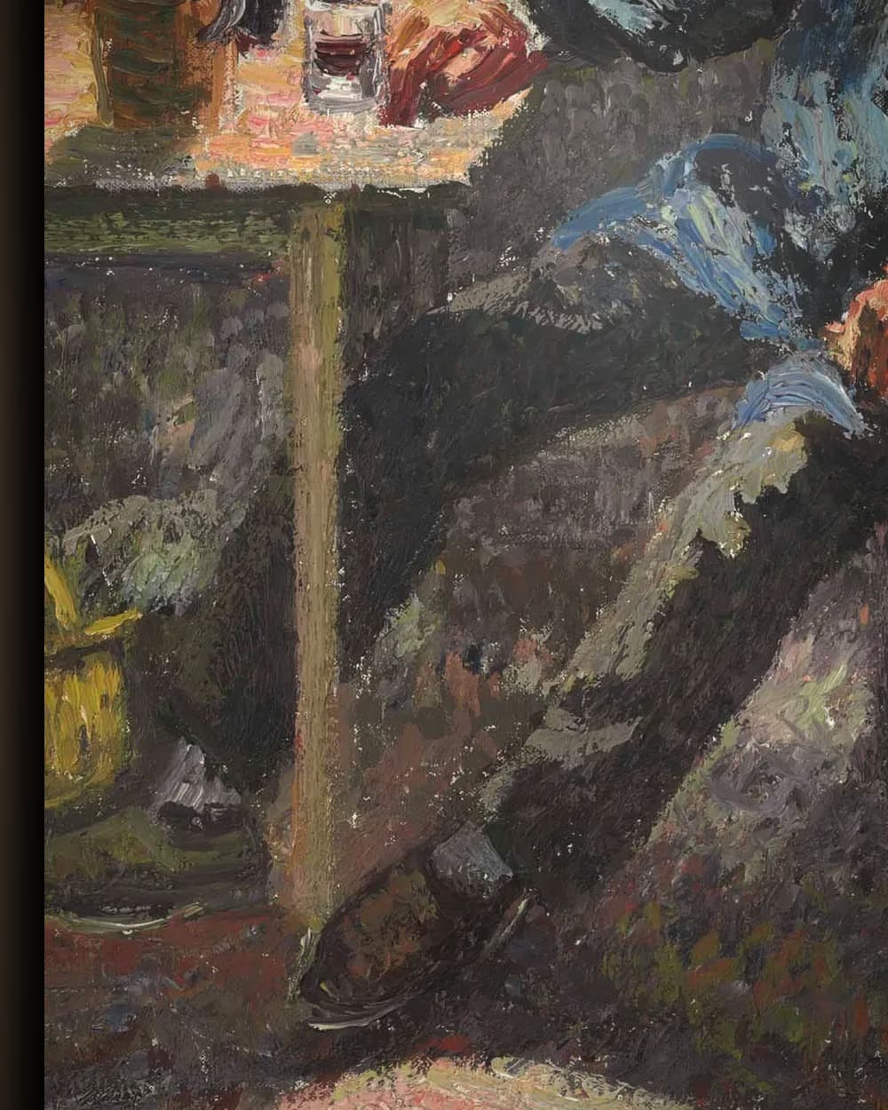Materiaal en afwerking van Oude wijnboer, Moret in het wisselframe