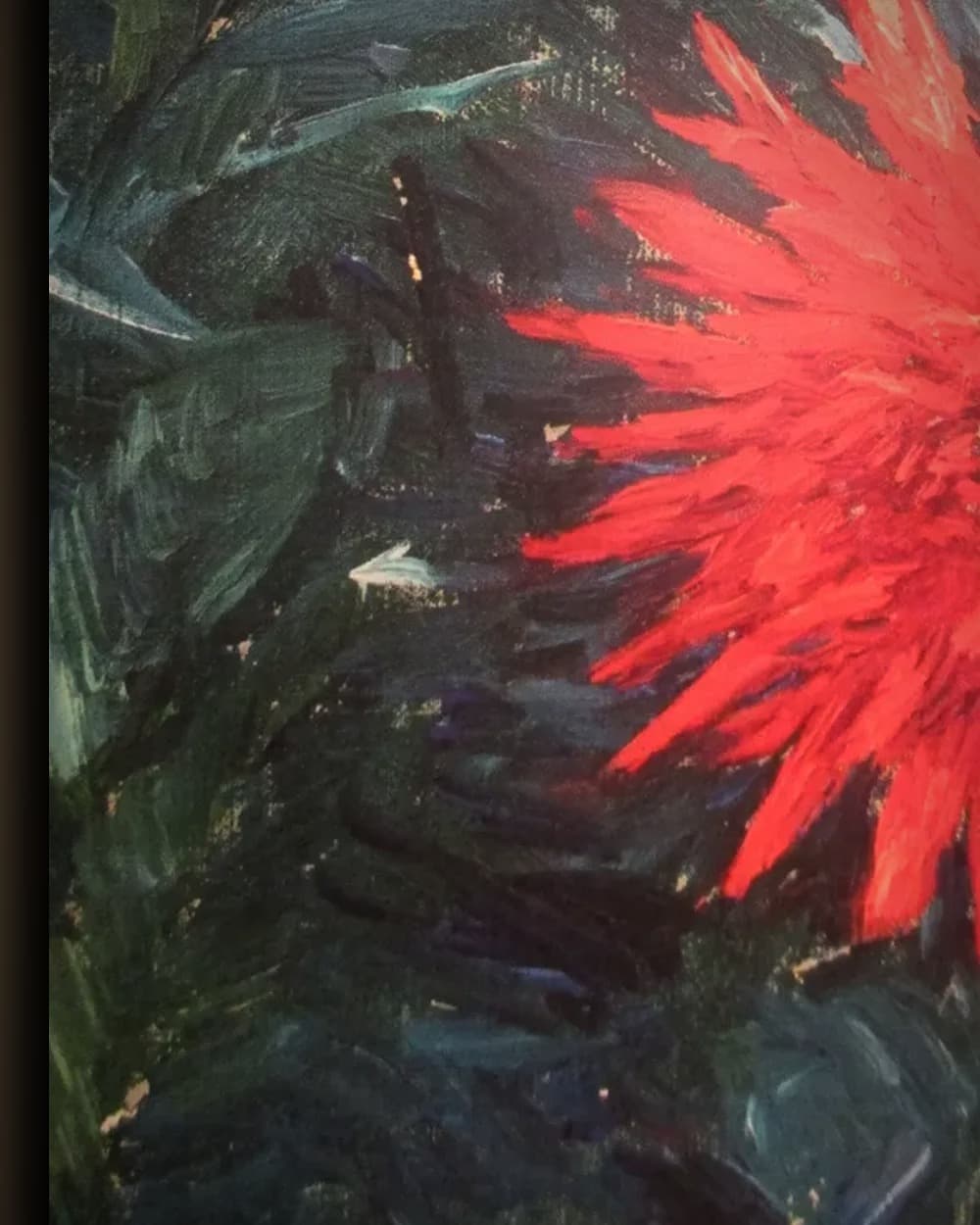 Materiaal en afwerking van Rode cactusdahlia's in het wisselframe