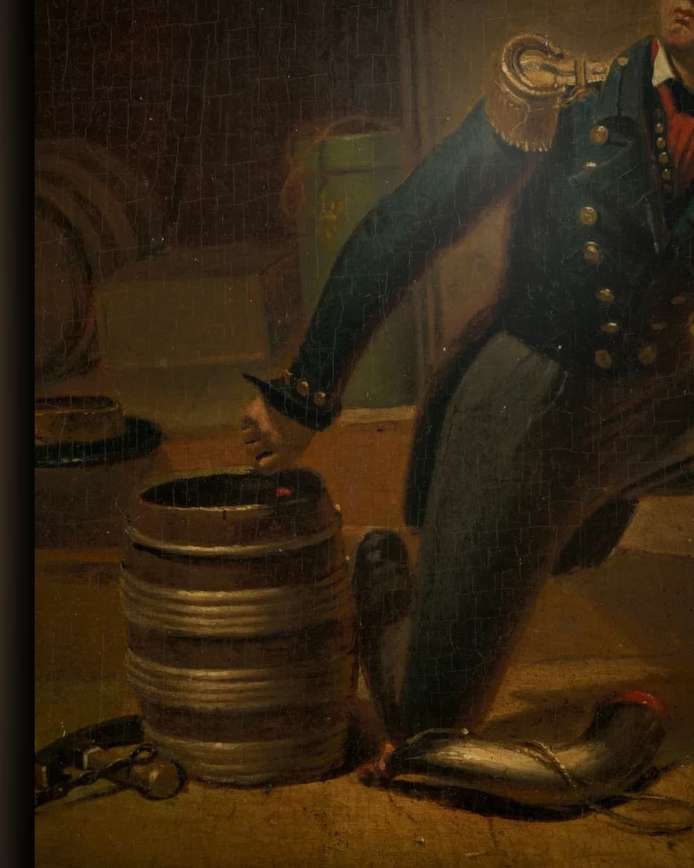 Materiaal en afwerking van Jan van Speyk steekt de lont in het kruit, 5 februari 1831 in het wisselframe