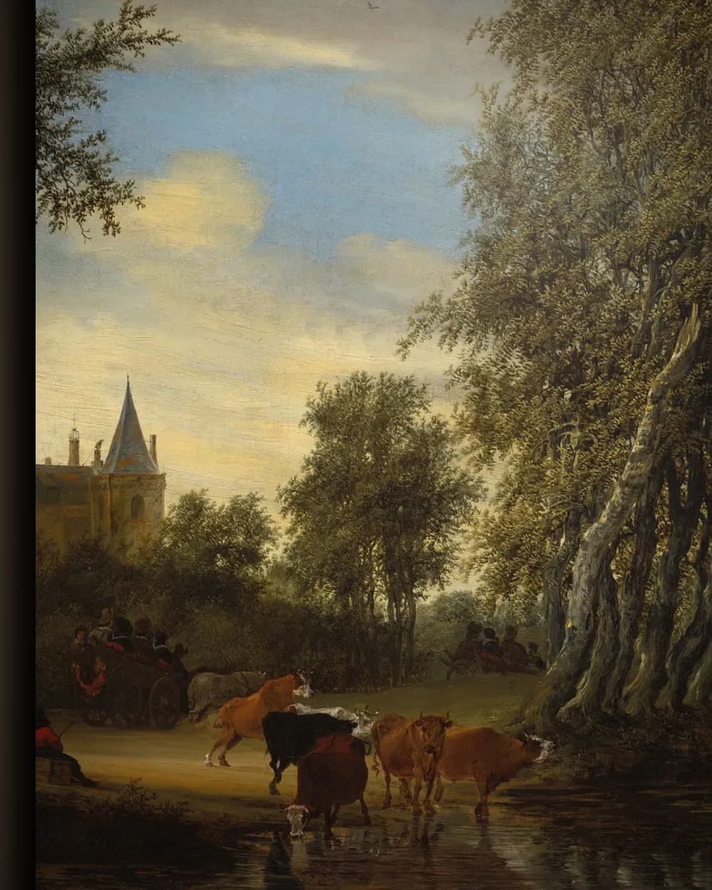 Materiaal en afwerking van Rivierlandschap met veerpont in het wisselframe