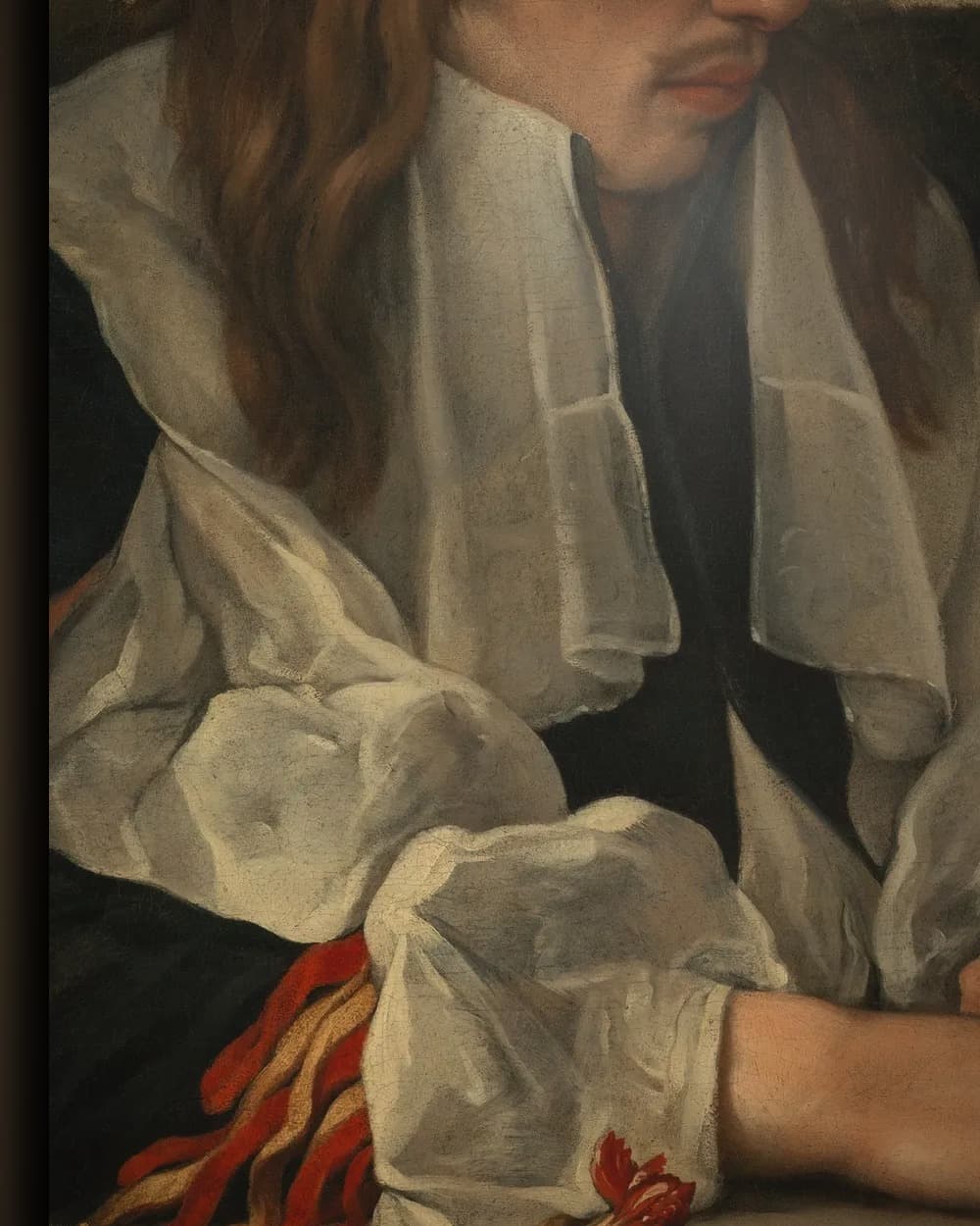 Materiaal en afwerking van Een lezende man in het wisselframe