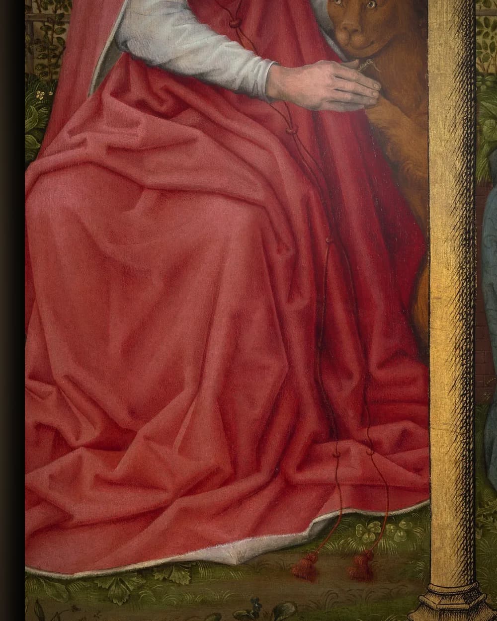 Materiaal en afwerking van De heilige Hieronymus en de heilige Catharina in het wisselframe