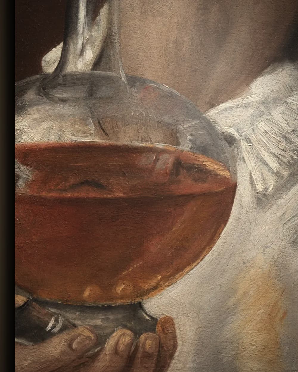 Materiaal en afwerking van Drinkende jongen in het wisselframe