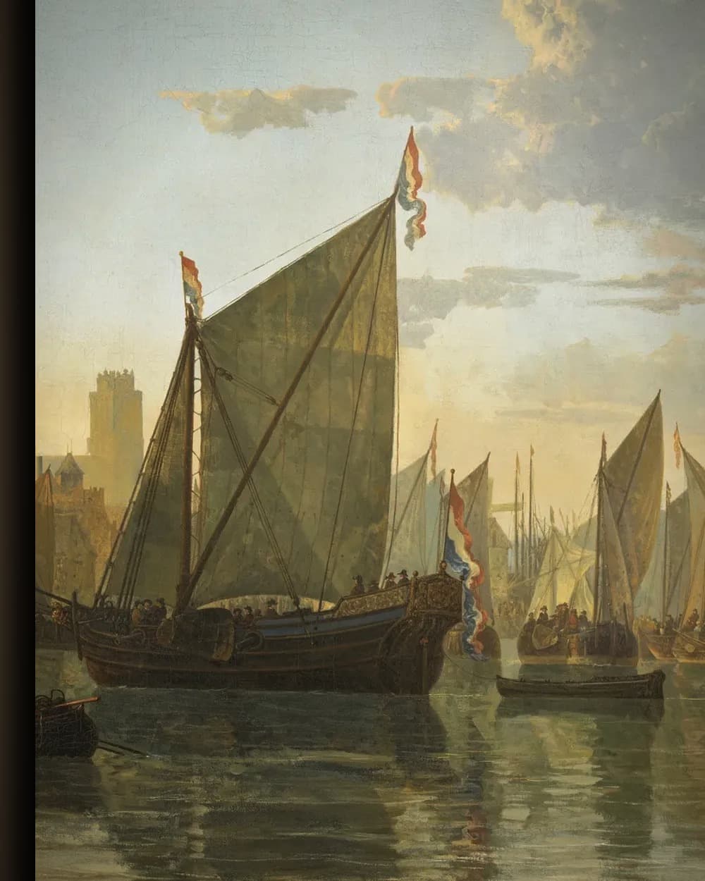 Materiaal en afwerking van Gezicht op de Maas bij Dordrecht in het wisselframe