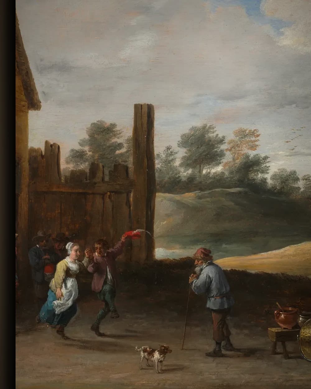 Materiaal en afwerking van Landschap met dansende boeren in het wisselframe