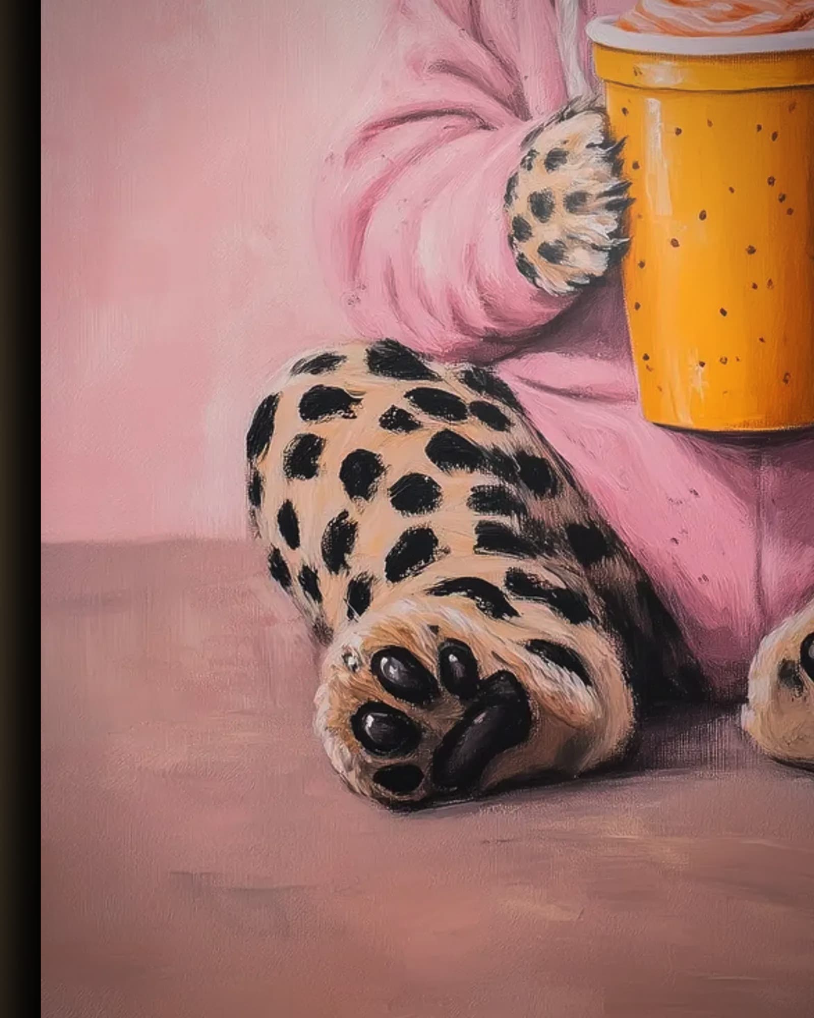 Materiaal en afwerking van Luipaardje in roze in het wisselframe