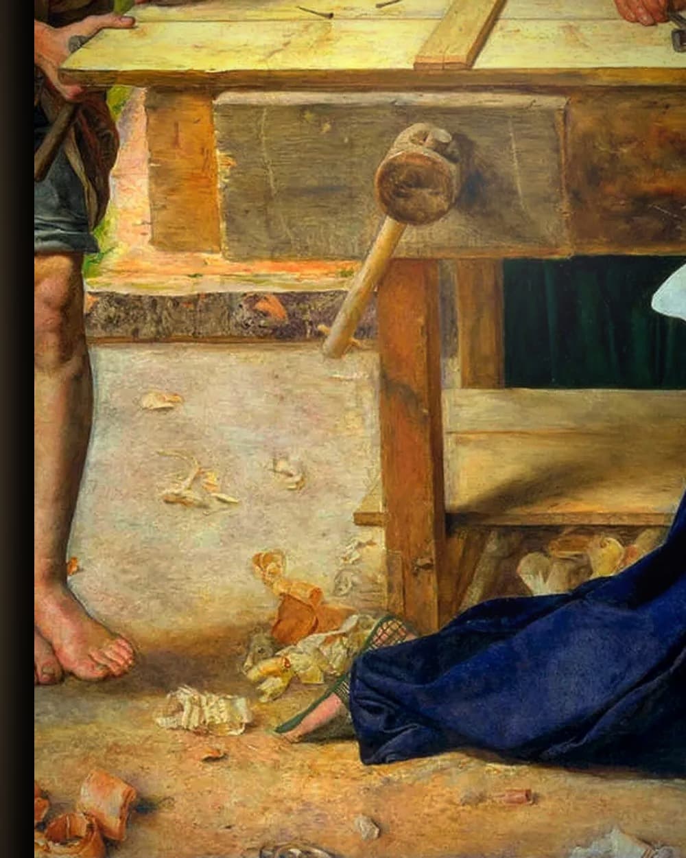 Materiaal en afwerking van Christ in the House of His Parents in het wisselframe