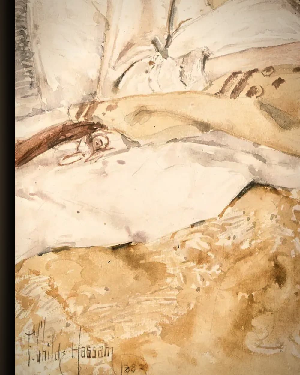 Materiaal en afwerking van Maud aan het naaien in het wisselframe
