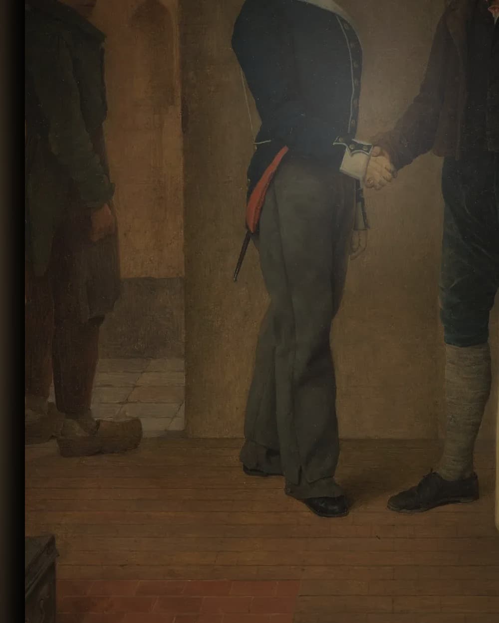 Materiaal en afwerking van Het afscheid van de soldaat in het wisselframe
