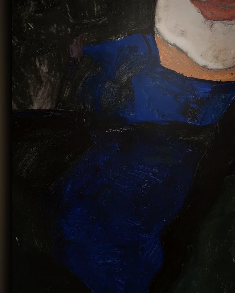 Materiaal en afwerking van Treurende vrouw in het wisselframe