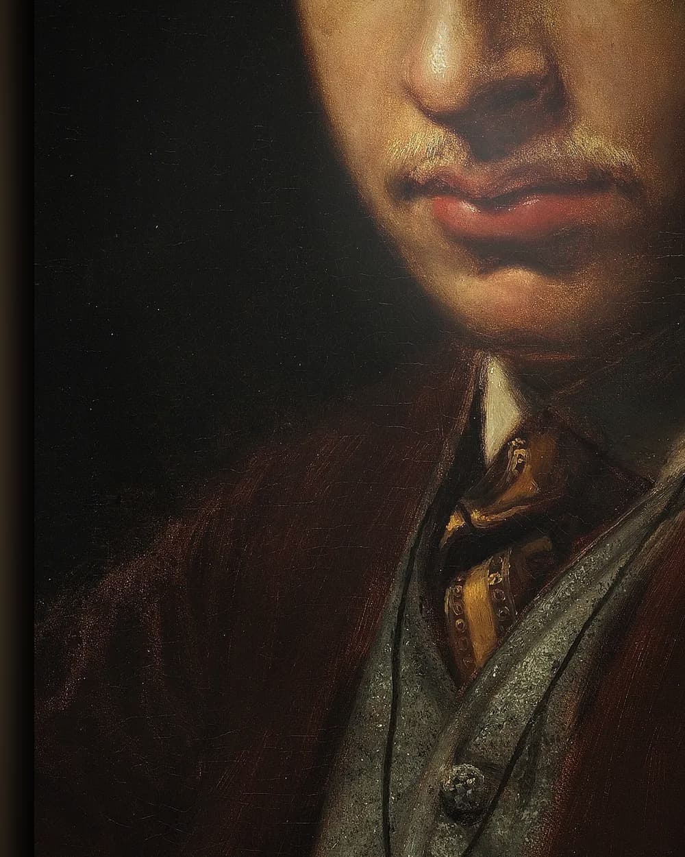 Materiaal en afwerking van Portret van de schilder Frans Schwartz in het wisselframe