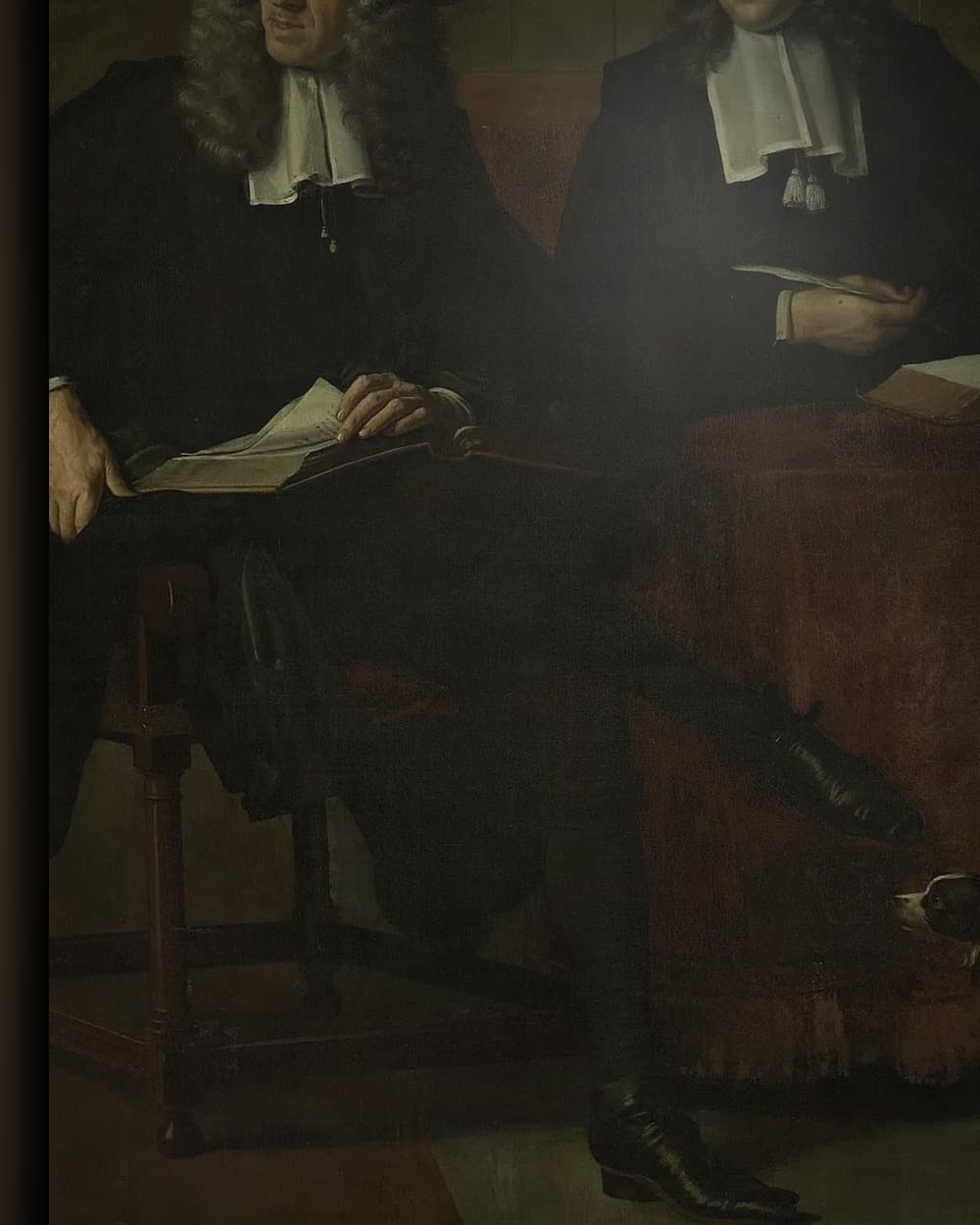 Materiaal en afwerking van De overlieden van het Collegium Medicum in Amsterdam in het wisselframe