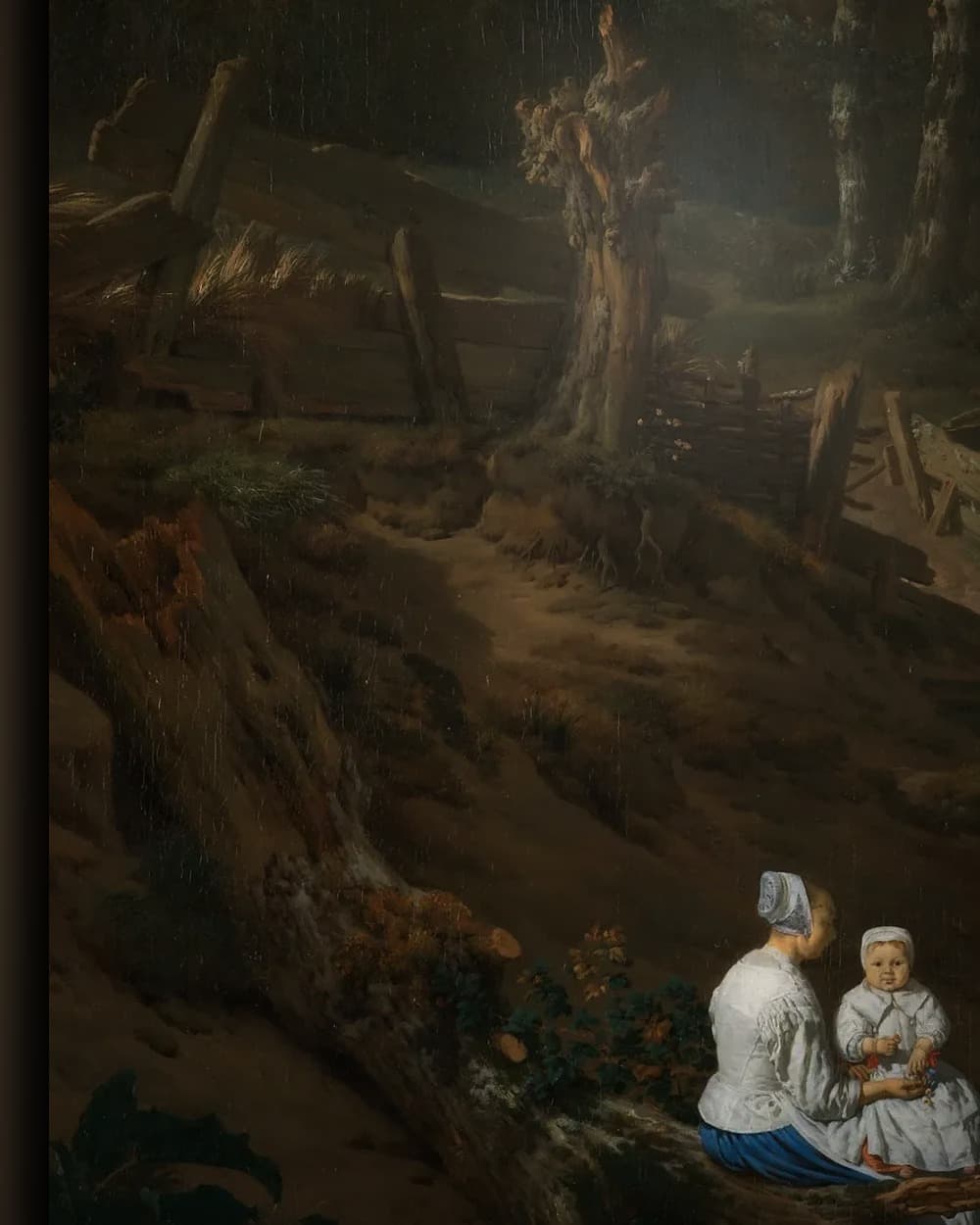 Materiaal en afwerking van Portret van een echtpaar met twee kinderen en een min in een landschap in het wisselframe