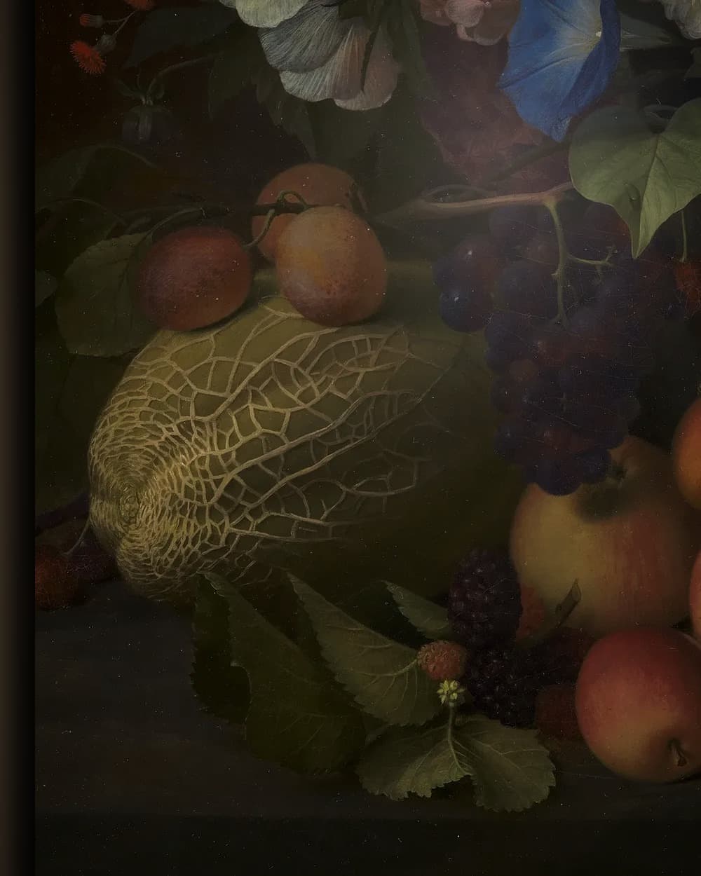Materiaal en afwerking van Bloemen en fruit in een vaas in het wisselframe