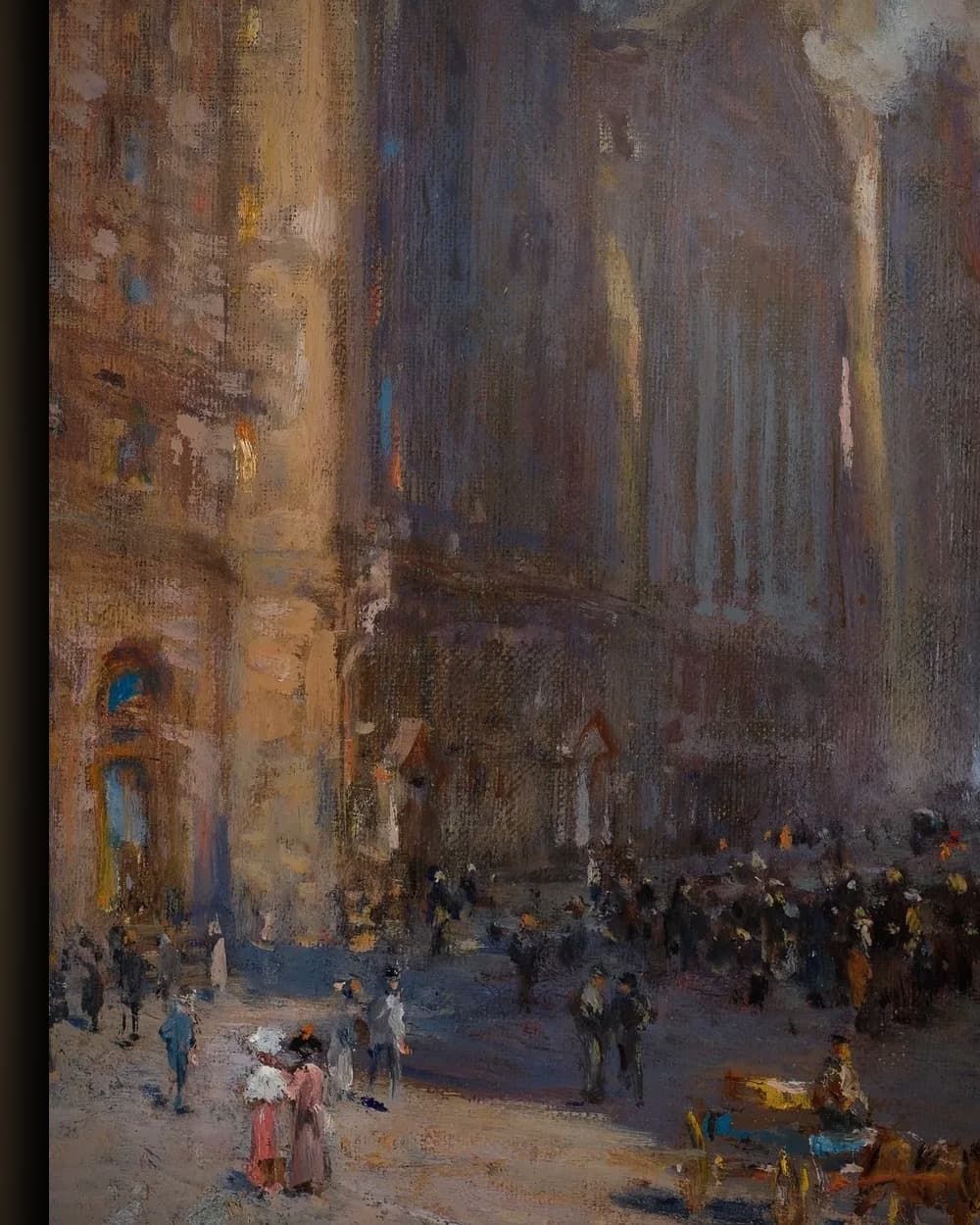 Materiaal en afwerking van Wall Street en Broad Street, New York in het wisselframe