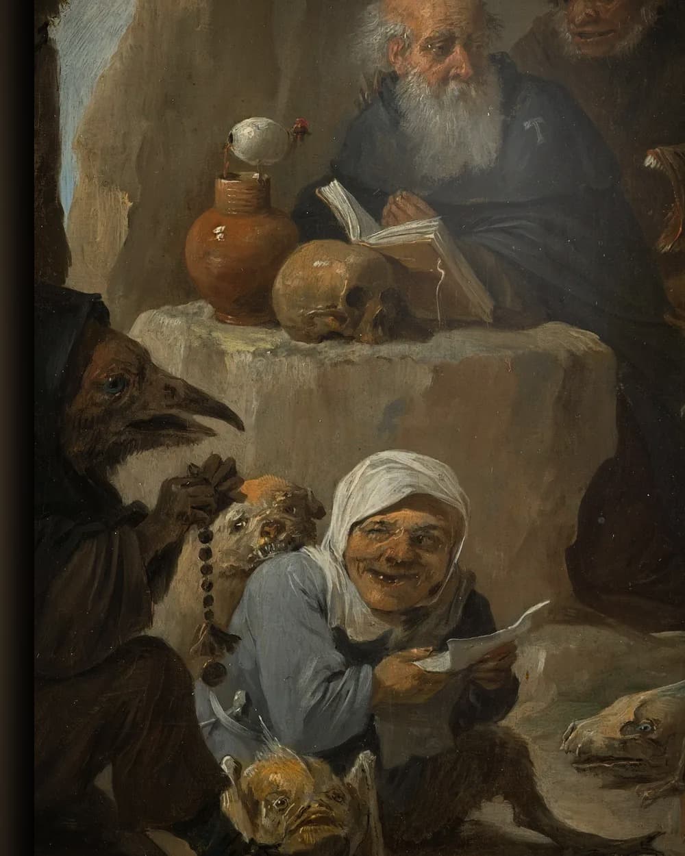 Materiaal en afwerking van De verzoeking van de heilige Antonius in het wisselframe