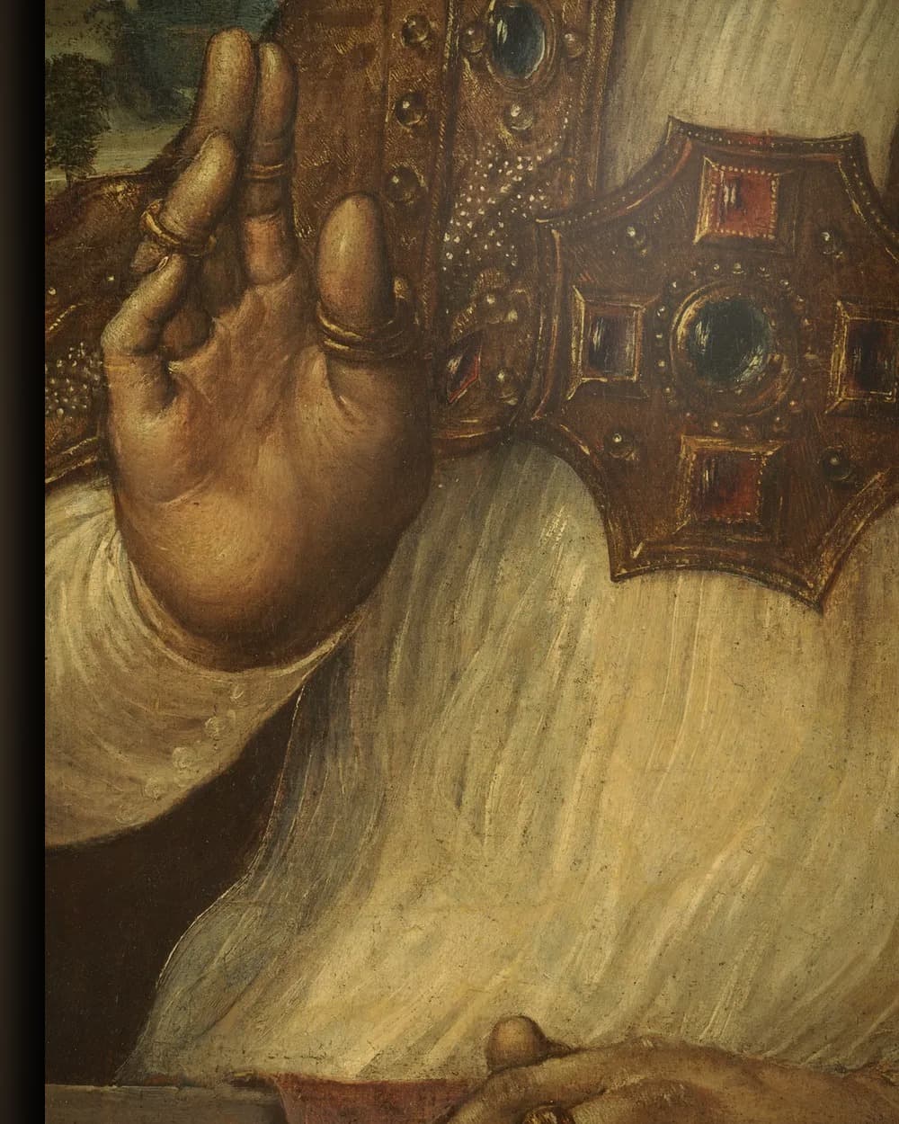Materiaal en afwerking van Portret van paus Sixtus IV della Rovere in het wisselframe