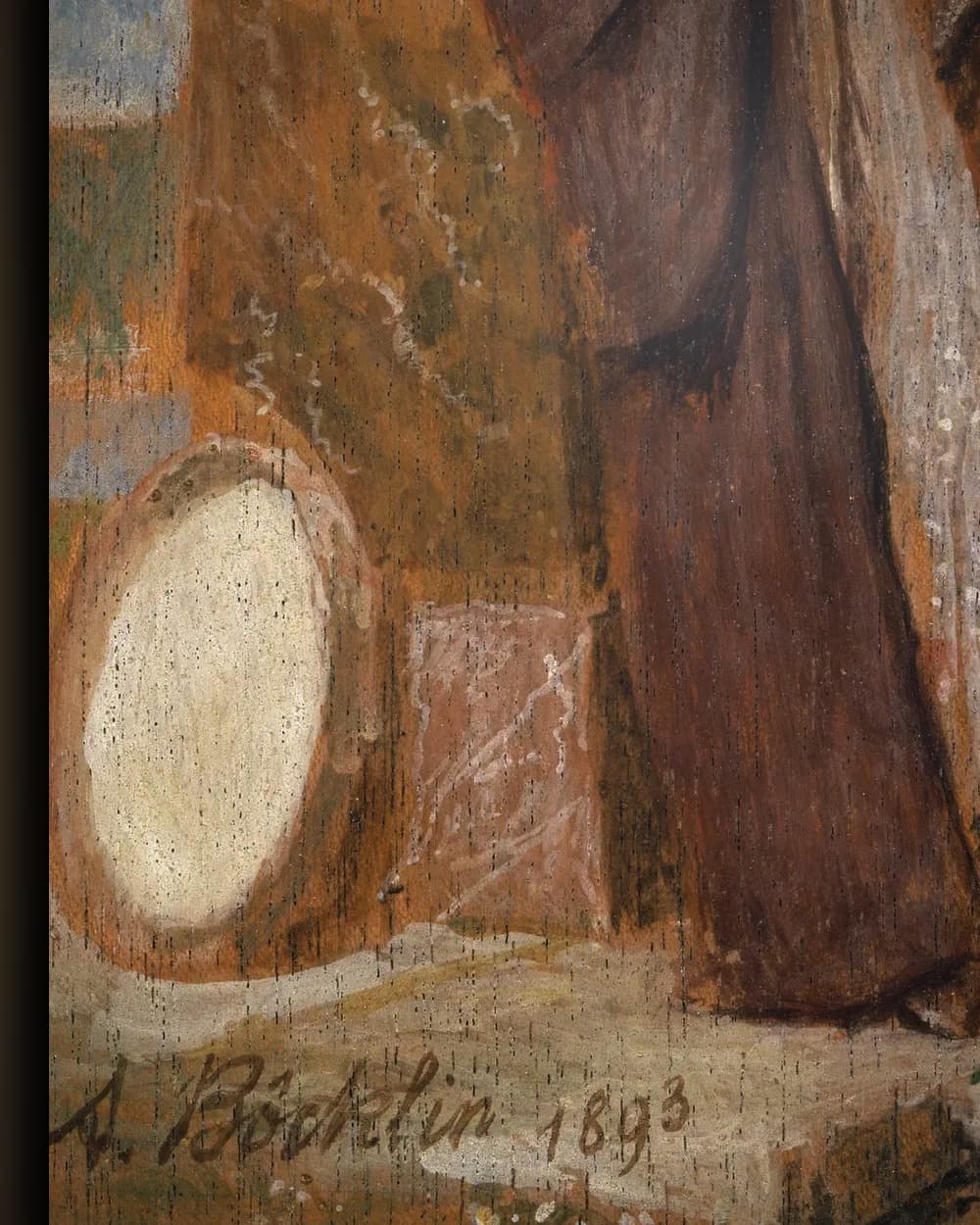 Materiaal en afwerking van Contemplatieve figuur in landschap in het wisselframe