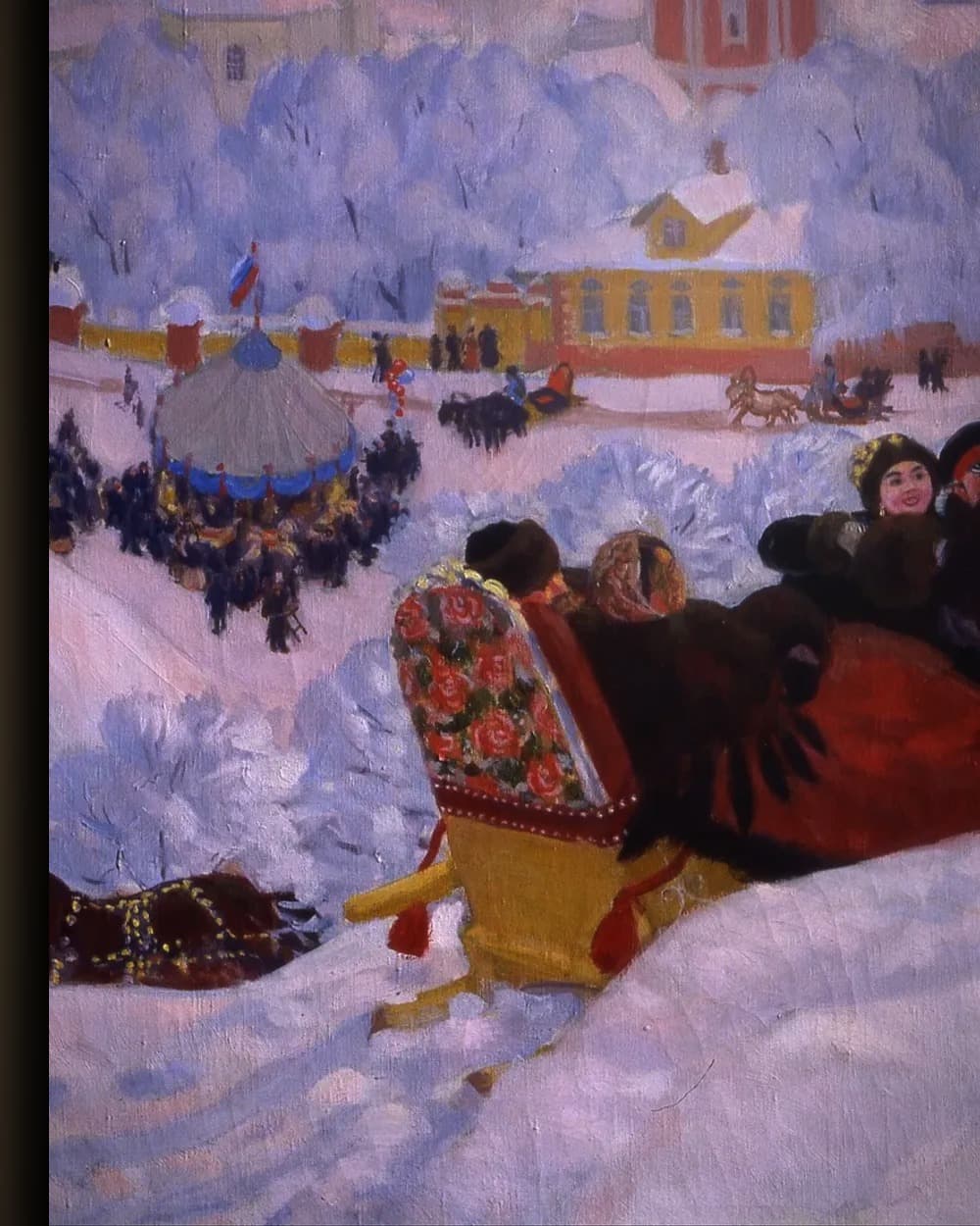 Materiaal en afwerking van Maslenitsa (1916) in het wisselframe