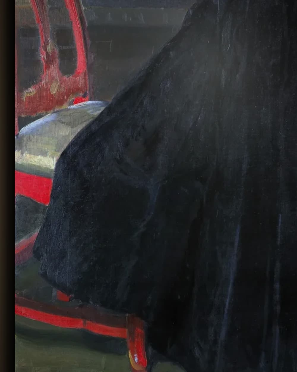 Materiaal en afwerking van Señora de Sorolla in het zwart in het wisselframe