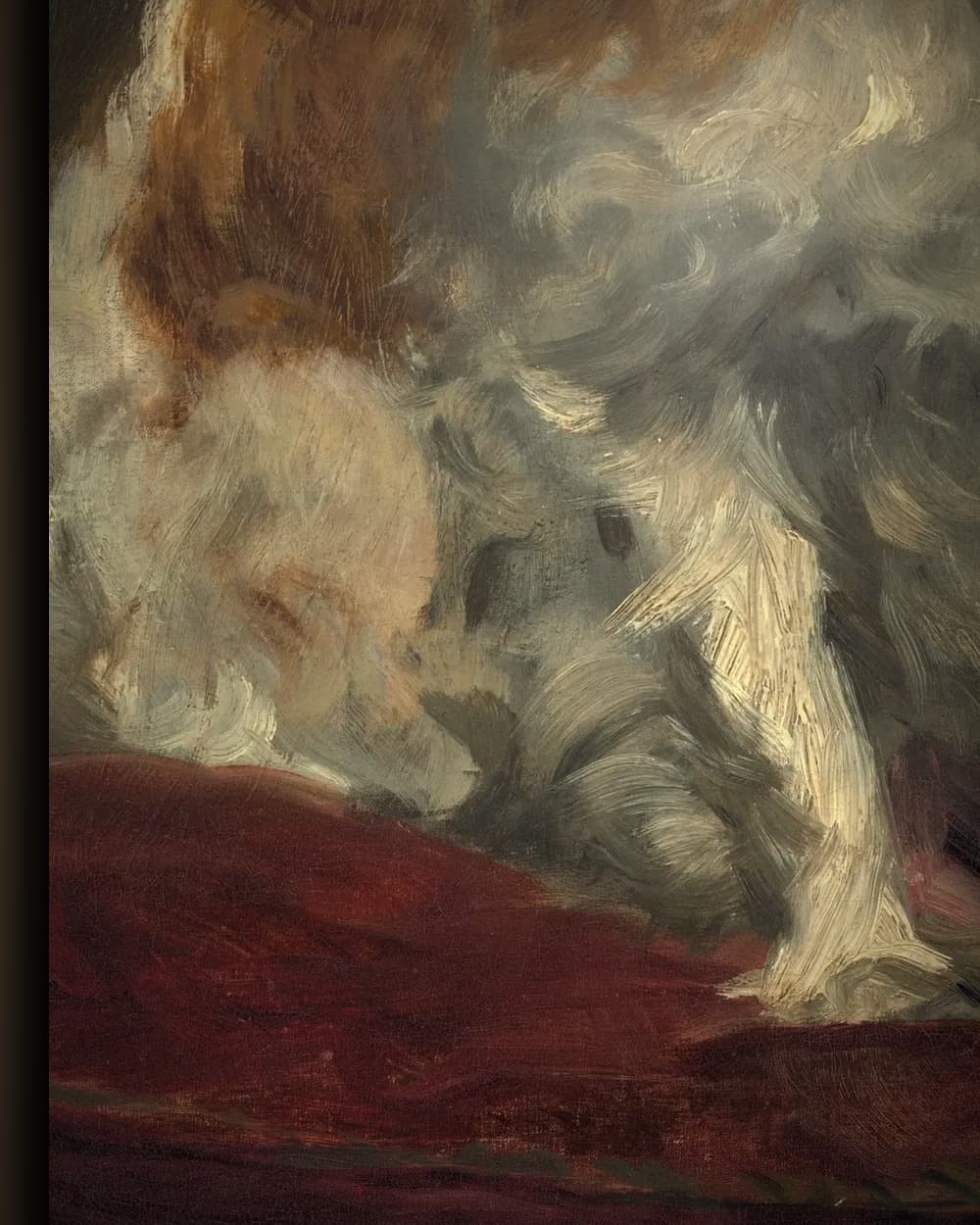 Materiaal en afwerking van King Charles-spaniël in het wisselframe