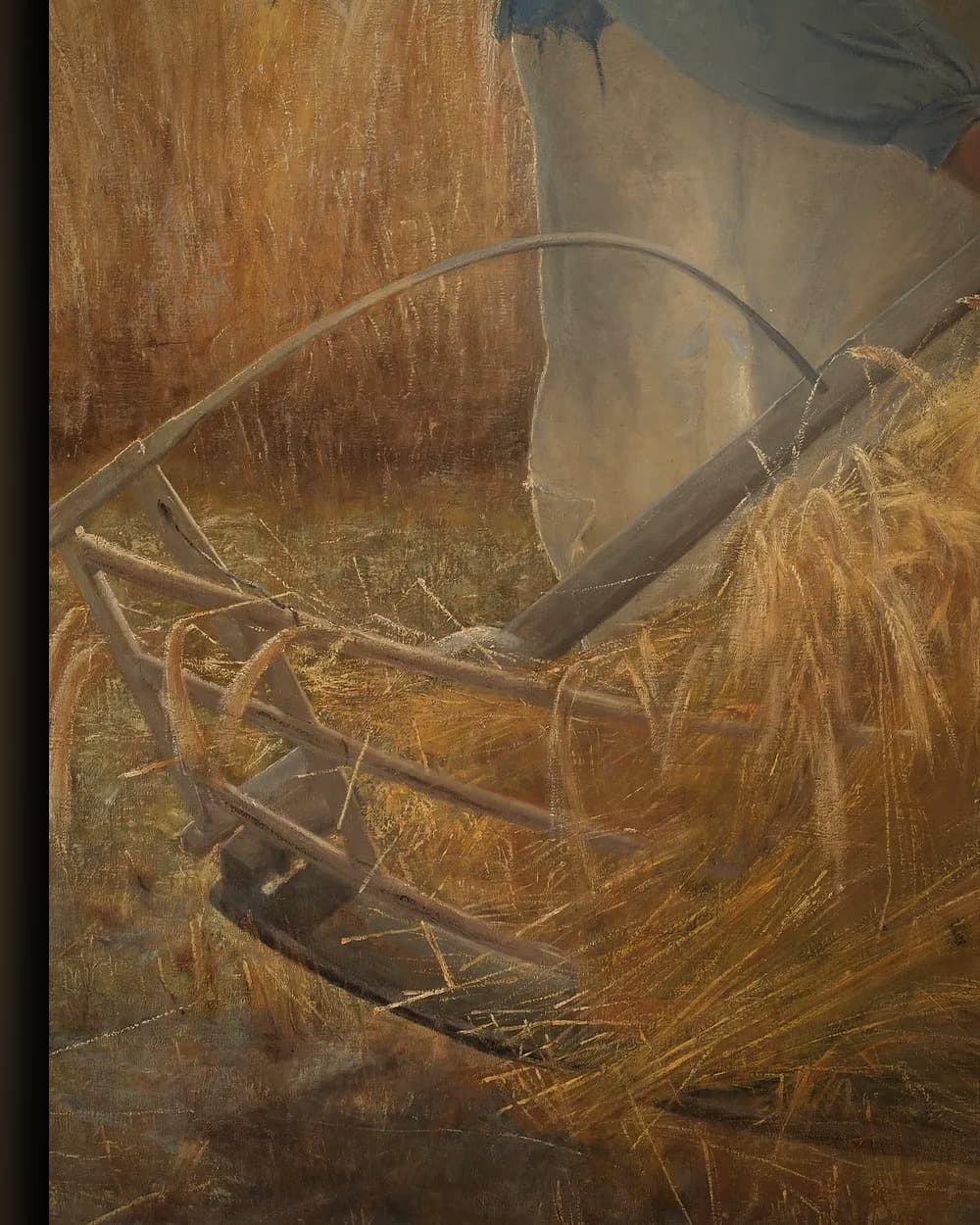 Materiaal en afwerking van In de Oogst (I høst, 1885) in het wisselframe