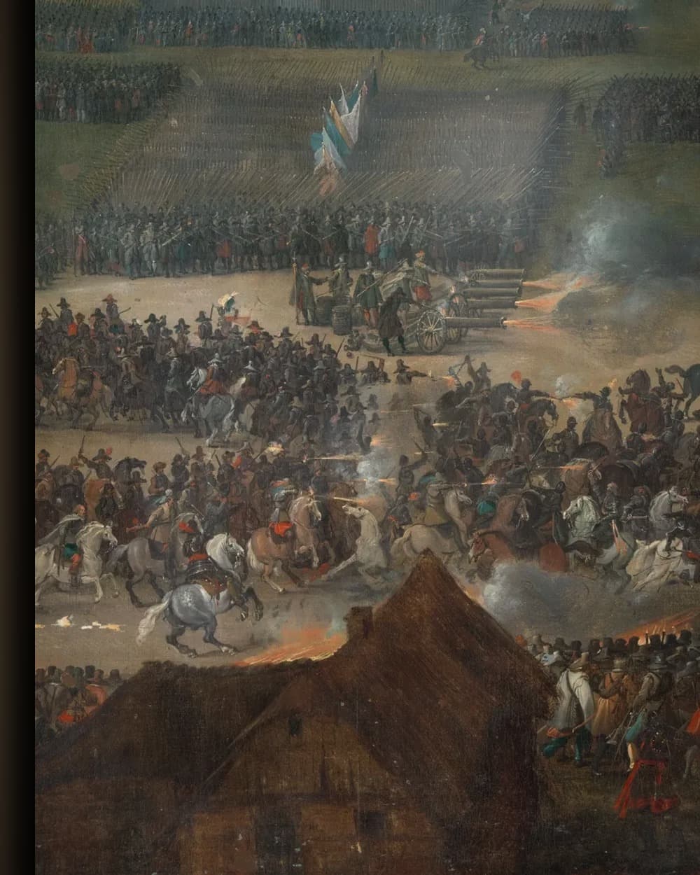 Materiaal en afwerking van De slag bij Fleurus, 1622 in het wisselframe