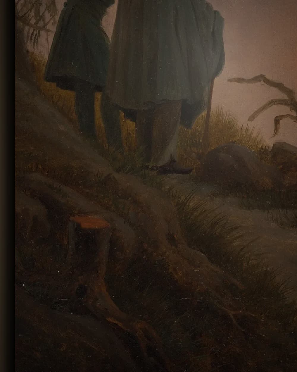 Materiaal en afwerking van Twee mannen die de maan beschouwen in het wisselframe