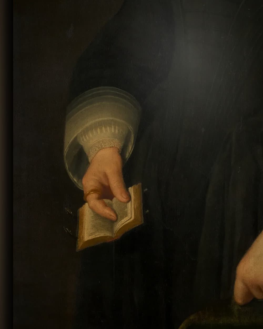Materiaal en afwerking van Portret van een vrouw, vermoedelijk Elsje van Houweningen in het wisselframe