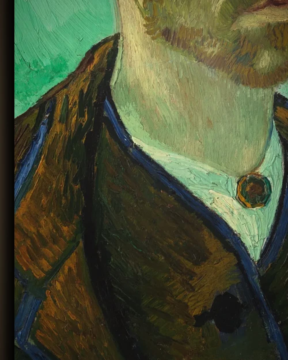 Materiaal en afwerking van Zelfportret, opgedragen aan Gauguin in het wisselframe