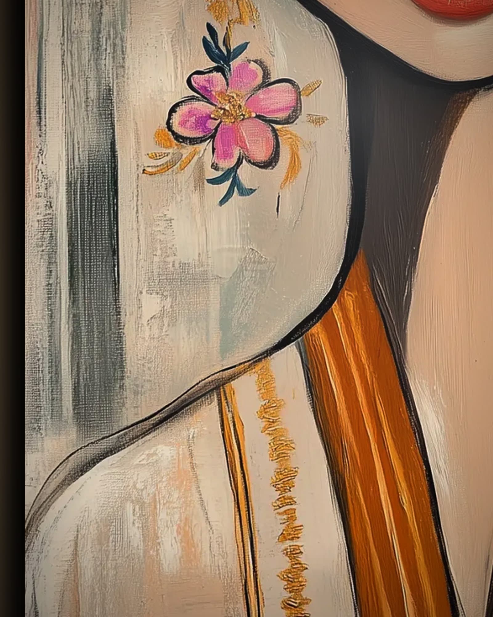 Materiaal en afwerking van Geborduurde kimono in het wisselframe