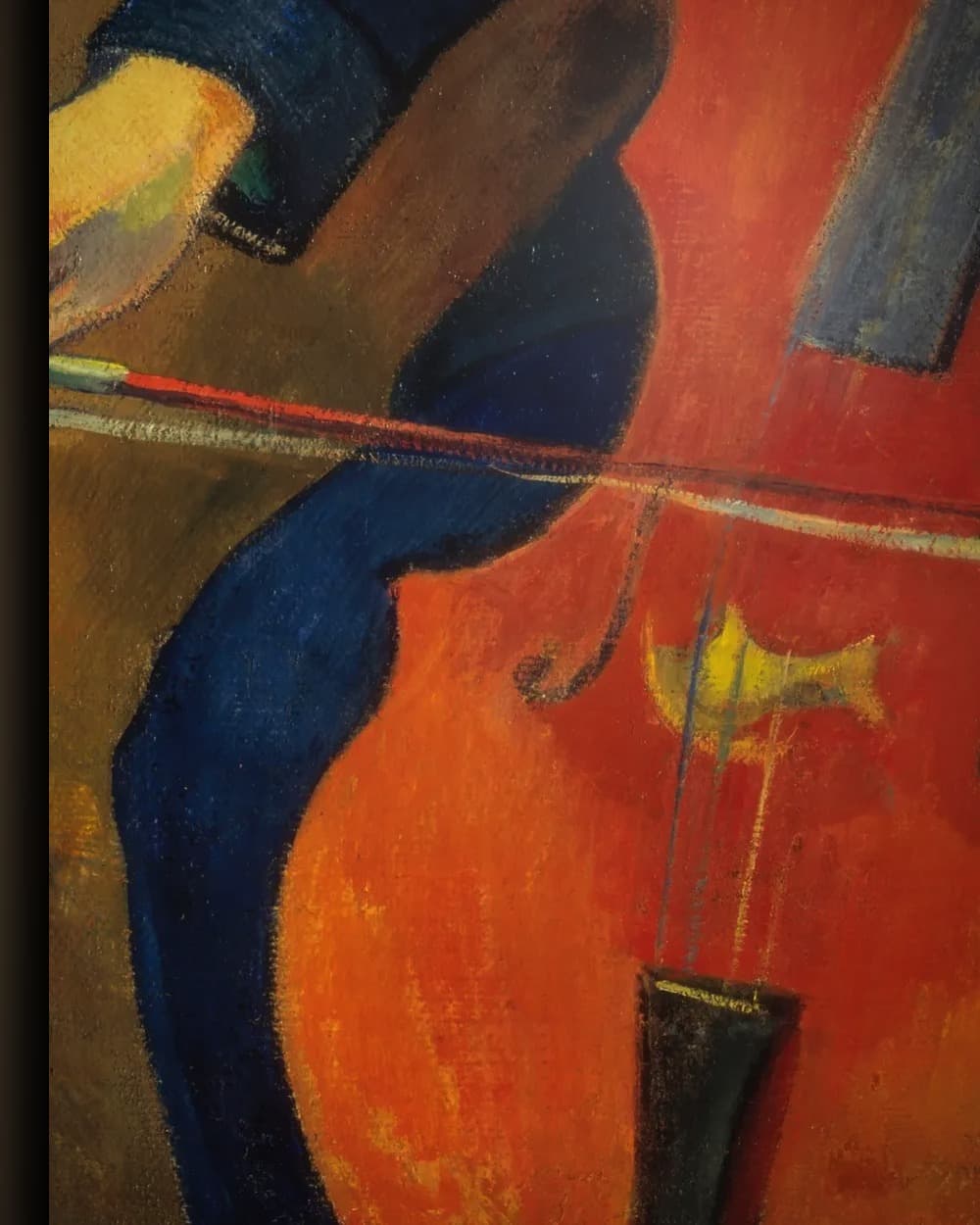 Materiaal en afwerking van Portret van cellist Schneklud in het wisselframe