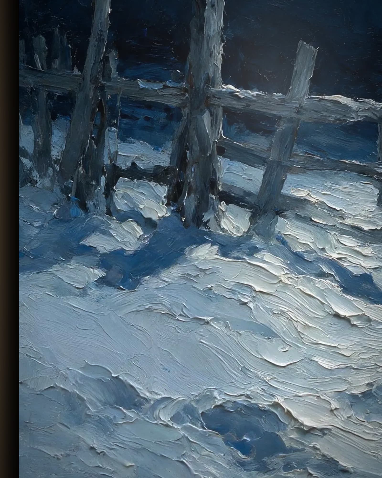 Materiaal en afwerking van Hek in de sneeuw in het wisselframe