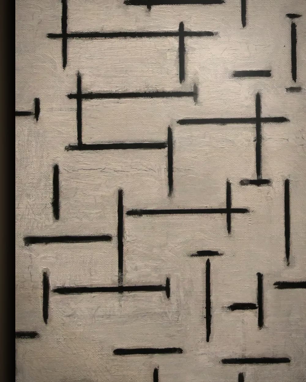 Materiaal en afwerking van Compositie 10 in zwart-wit in het wisselframe