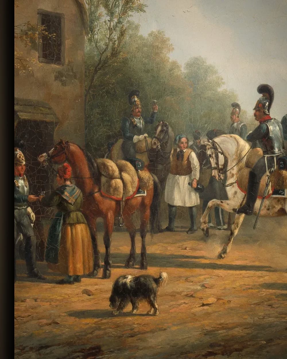 Materiaal en afwerking van Tafereel uit de Tiendaagse Veldtocht tegen de in opstand gekomen Belgen, augustus 1831 in het wisselframe