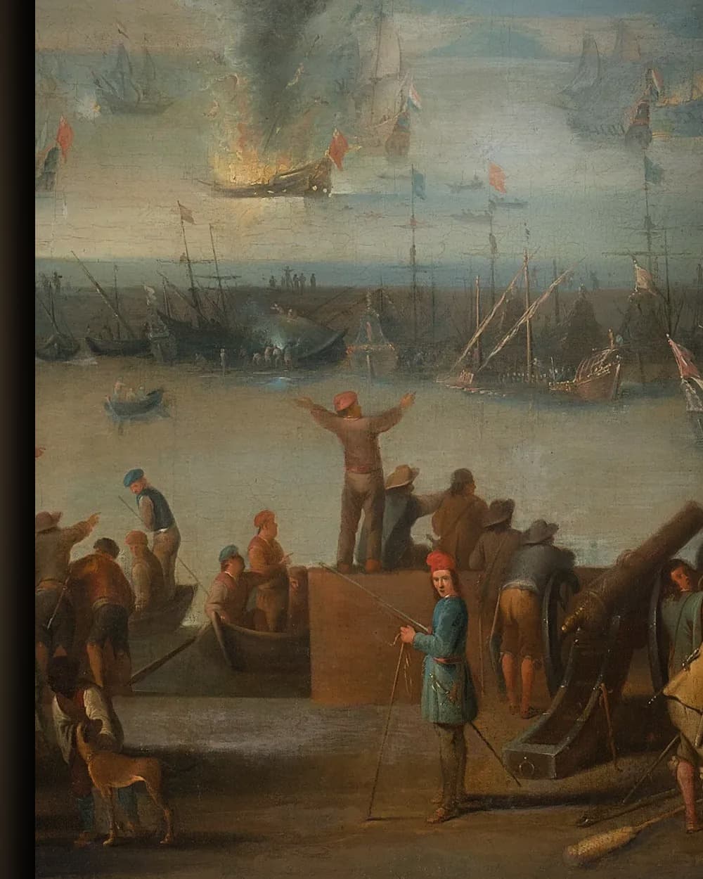 Materiaal en afwerking van De zeeslag bij Livorno, 14 maart 1653 in het wisselframe