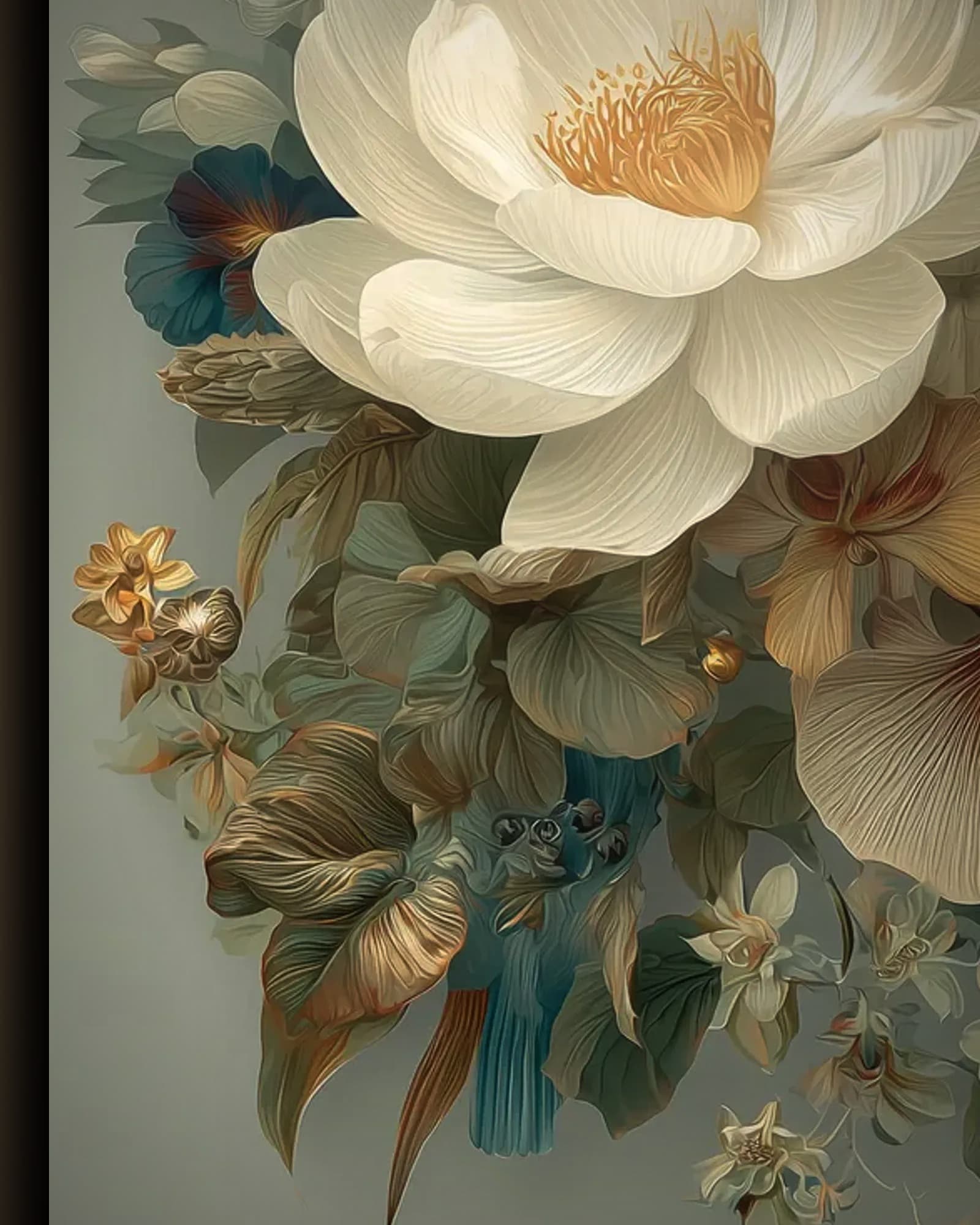 Materiaal en afwerking van Ara tussen orchideeen in het wisselframe