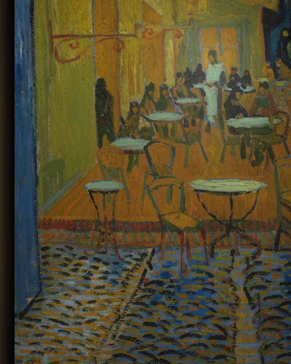 Materiaal en afwerking van Caféterras bij nacht in het wisselframe