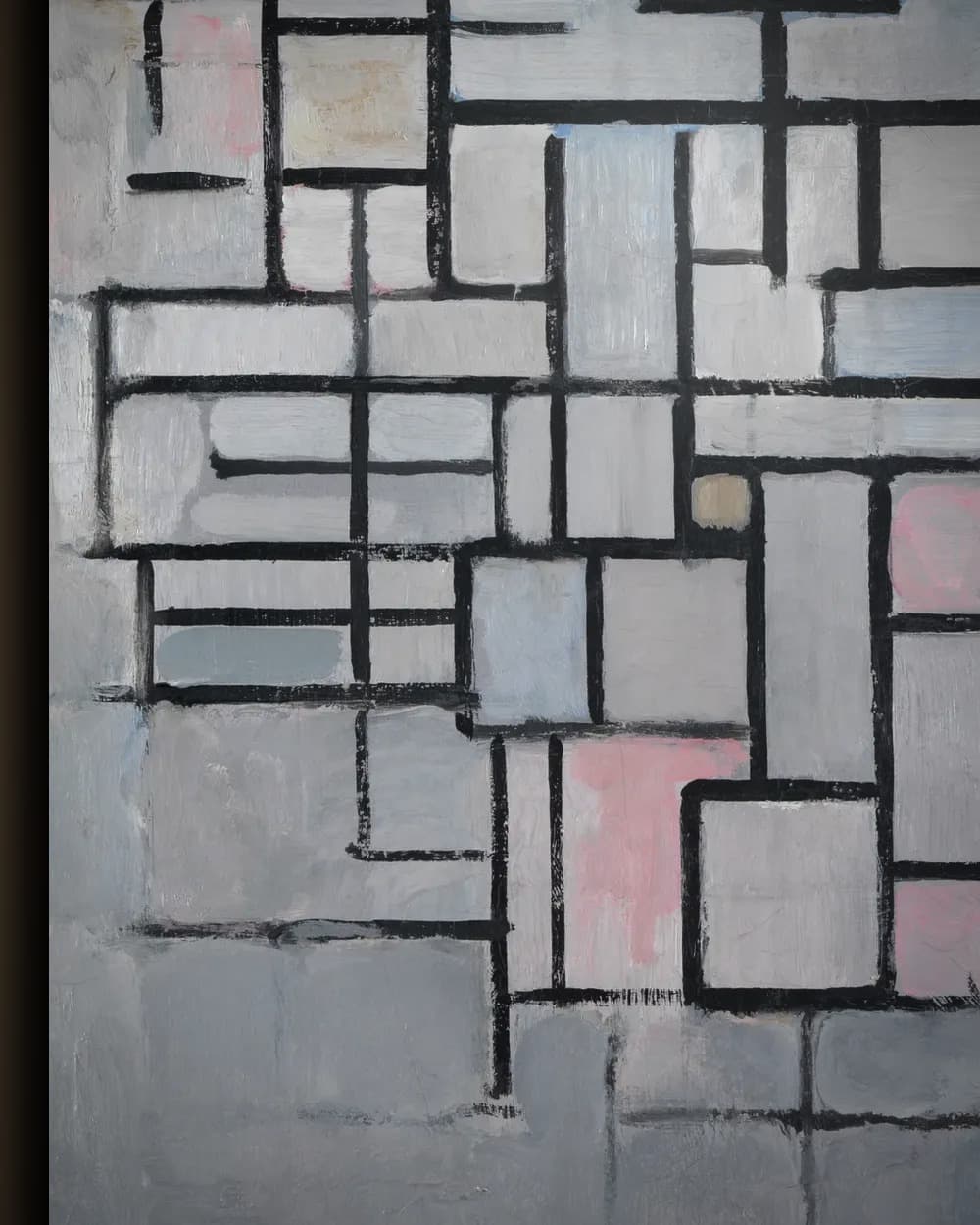 Materiaal en afwerking van Compositie nr. IV in het wisselframe
