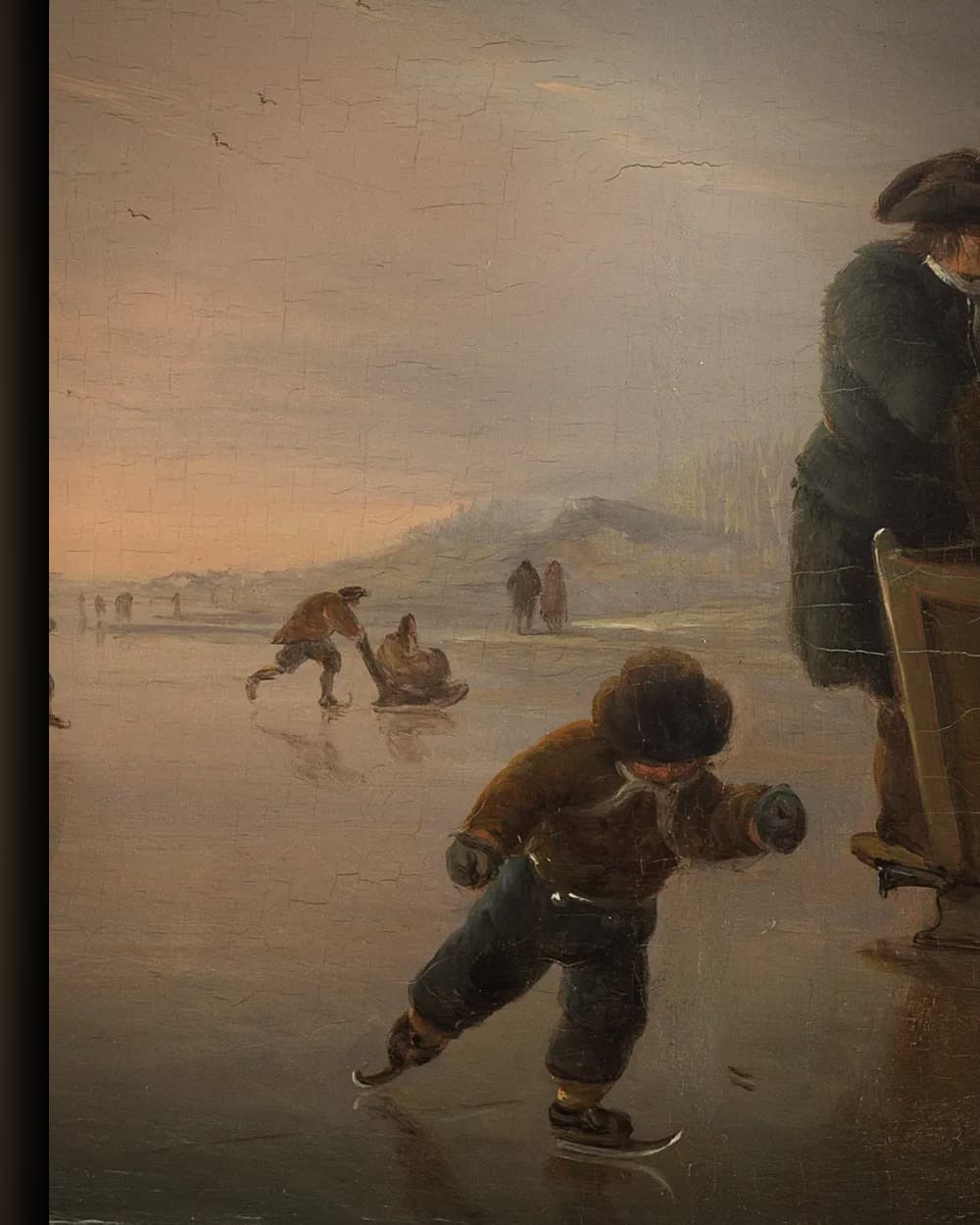 Materiaal en afwerking van Winterlandschap met paardenslee op het ijs in het wisselframe