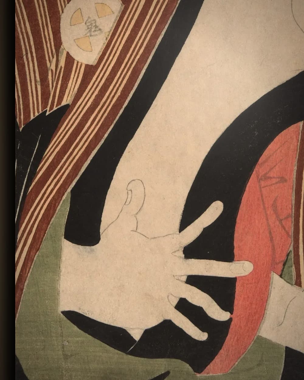 Materiaal en afwerking van De acteur Otani Oniji III als Edobei in het wisselframe