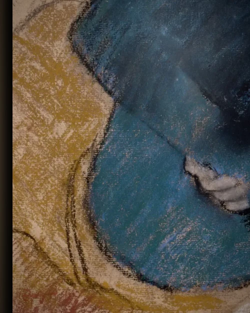 Materiaal en afwerking van Jonge vrouw in het blauw in het wisselframe