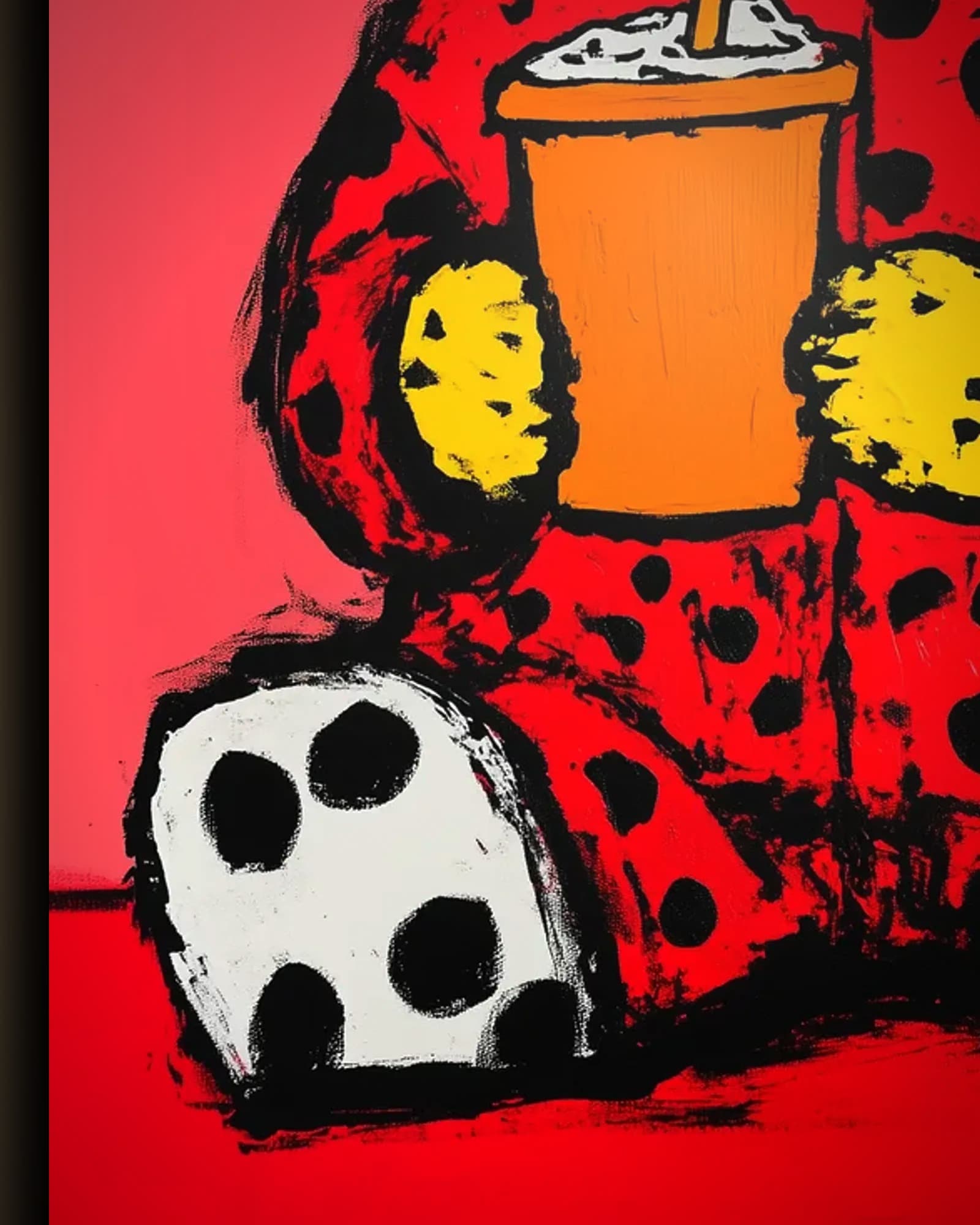 Materiaal en afwerking van Luipaardbeer op rood in het wisselframe