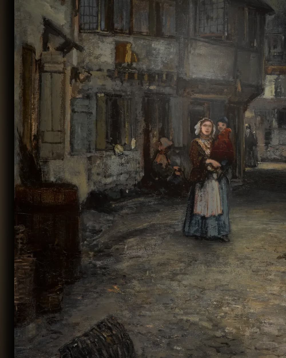 Materiaal en afwerking van Straatje in een oude stad in het wisselframe