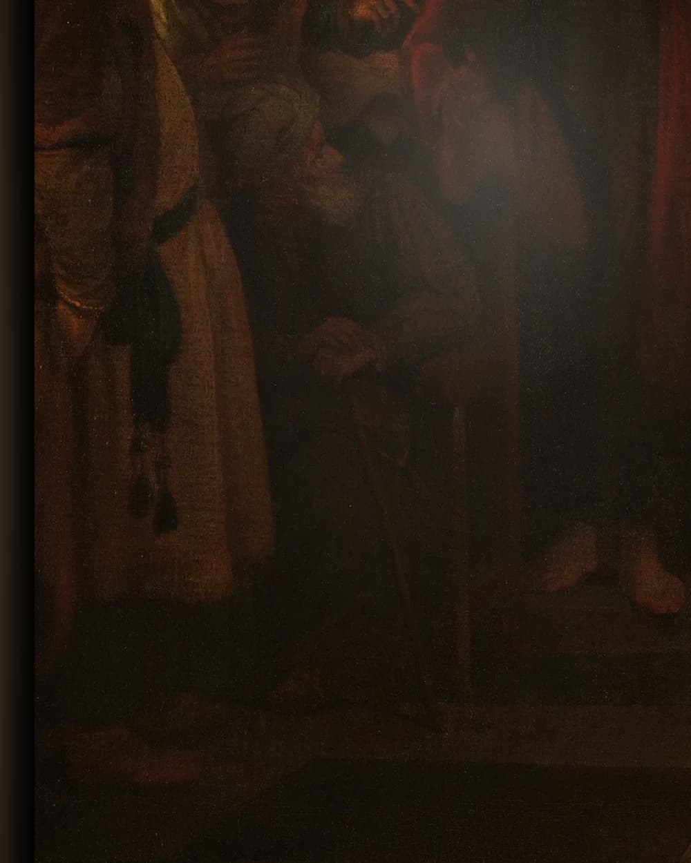 Materiaal en afwerking van Christus en de overspelige vrouw in het wisselframe