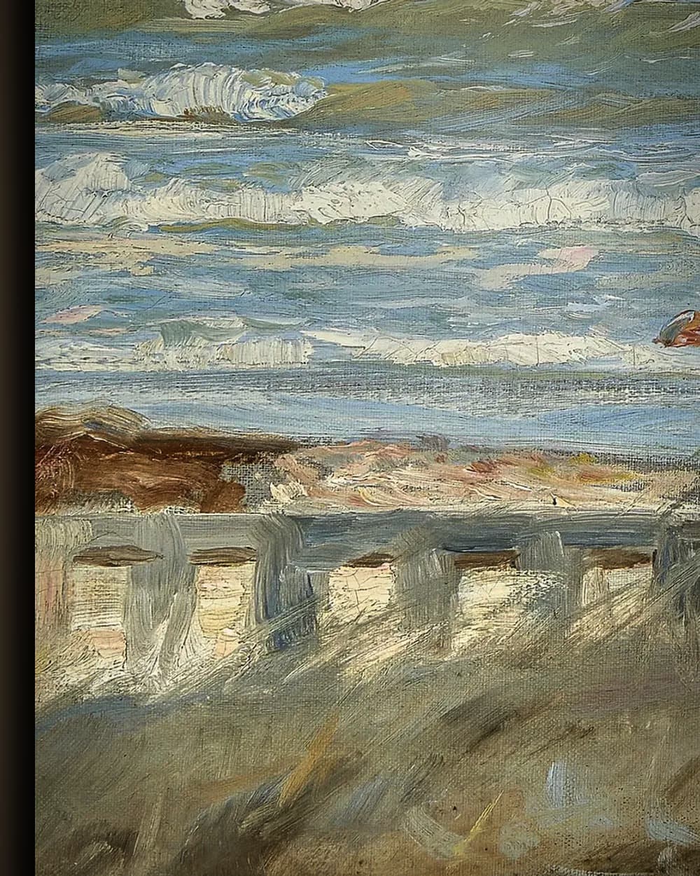 Materiaal en afwerking van Op het strand van Hornbæk in het wisselframe